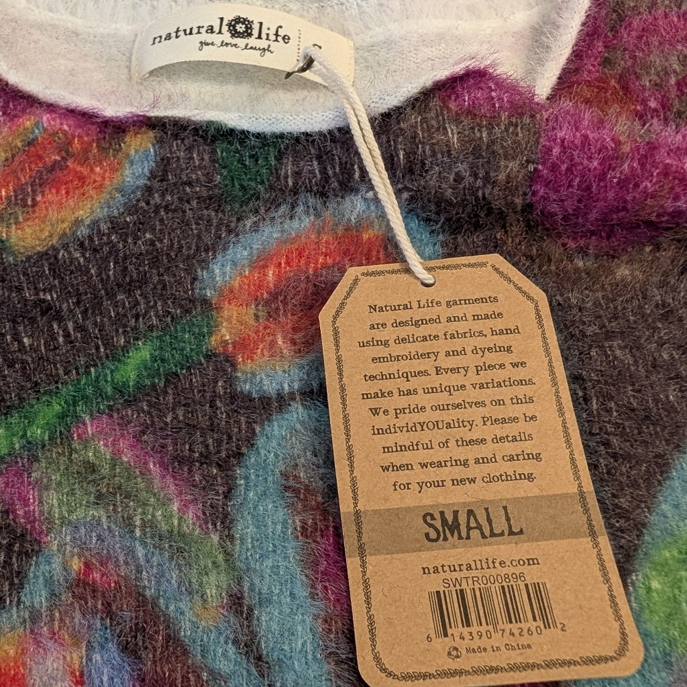 Natural Life Floral Crew Neck Sweater Size Small New With Tags - Picture 7 of 10